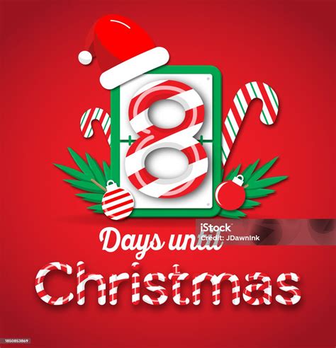 8 Days Until Christmas Countdown With Candy Cane Number Flip Counter ...