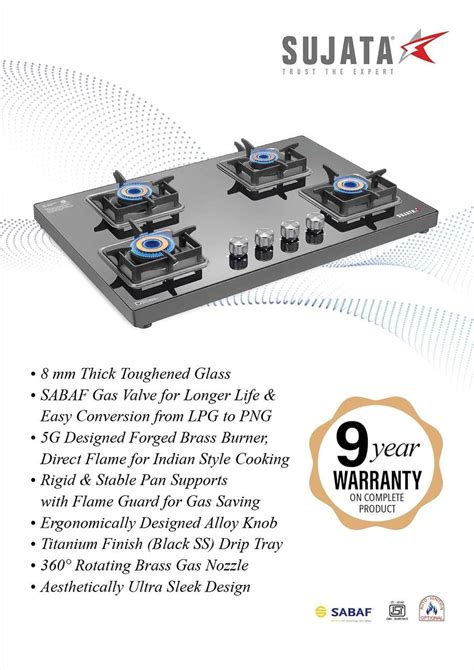 SUJATA 9 Years Warranty| 5G Designed Forged Brass Burner, LPG & PNG ...