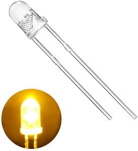 Wenray (Pack of 100 Pcs) 3MM Transparent YELLOW Super Bright LED, 3V DC ...