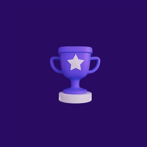 3D Trophy with Star on Purple Background | Бесплатный PSD