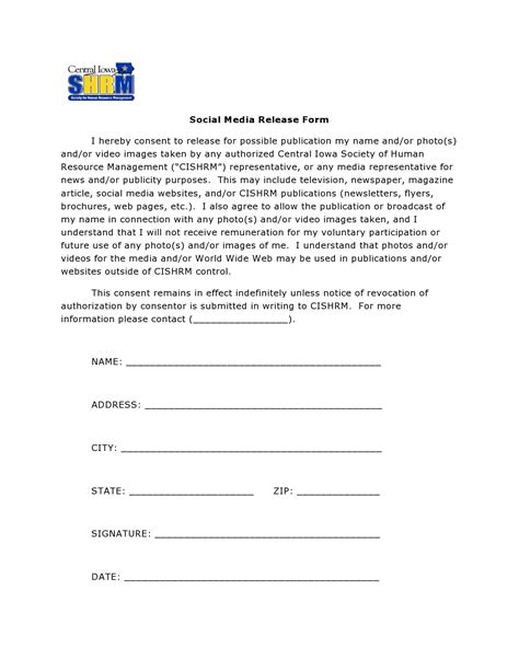 Image result for Media Release Form Template