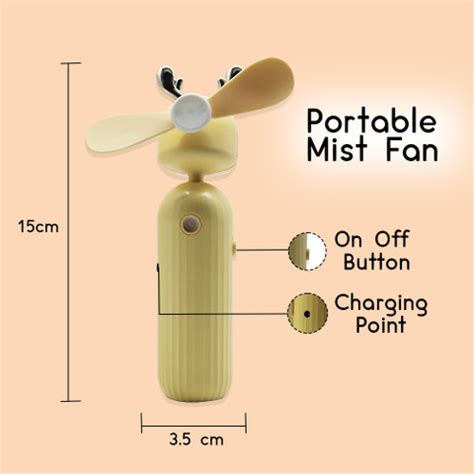 Whitecherry Mist Spray Fan 2 in 1 Water Spray Mist Fan Electric USB Fan ...