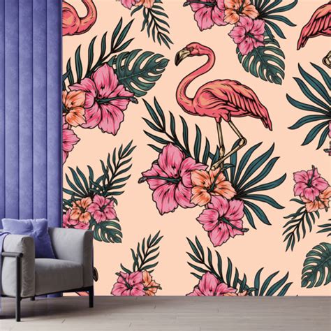 Flamingo Floral Wallpaper – Myindianthings