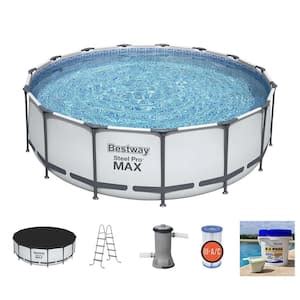 Bestway 15 ft. x 48 in. Steel Pro Max Round Frame Above Ground Swimming ...