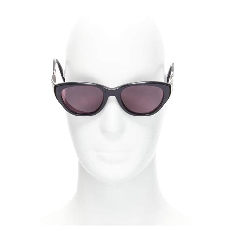 rare JEAN PAUL GAULTIER Vintage 56-3 silver fork temple black acetate sunglasses For Sale at 1stDibs