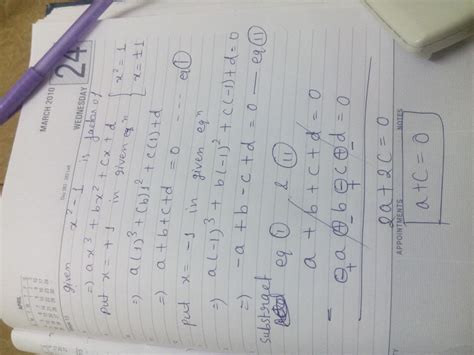 If x^2-1 is a factor of ax^3 +bx^2+cx+d show that a+c=0 - Brainly.in