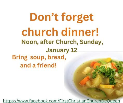 Annual January "After Church" Soup Dinner, 423 W Stilwell Ave, De Queen ...