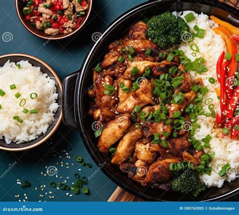 Grilled Chicken with Rice, Vegetables, and Savory Sauce Generated by AI ...