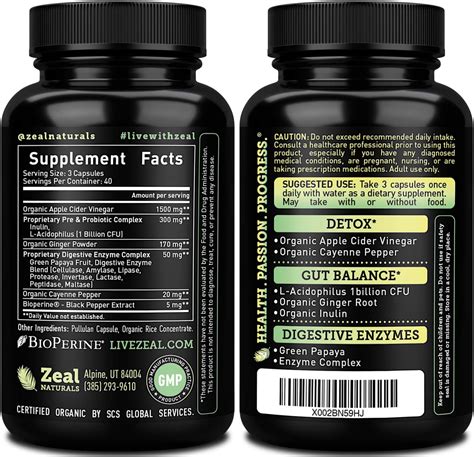 Buy Organic Apple Cider Vinegar Capsules + Digestive Enzymes ...