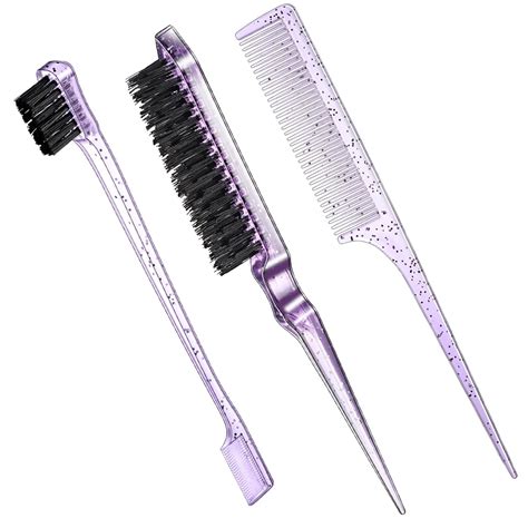 Amazon.com : Geiserailie 3 Pcs Slick Back Hair Brush Set Bristle Hair ...