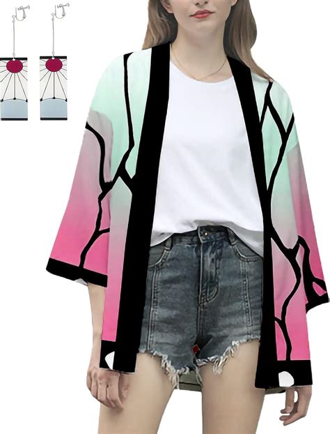 Buy Anime Tanjiro Cosplay Robe Kimono Cardigan Kanao Shinobu Costume ...