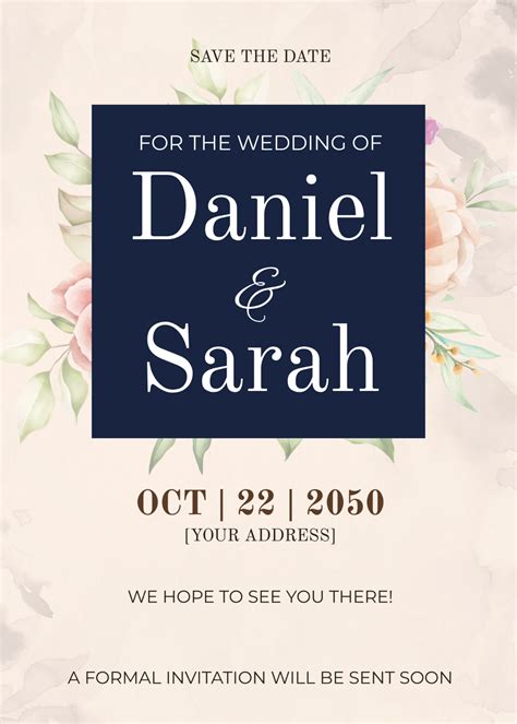 Free Save the Date Wedding Poster Template to Edit Online