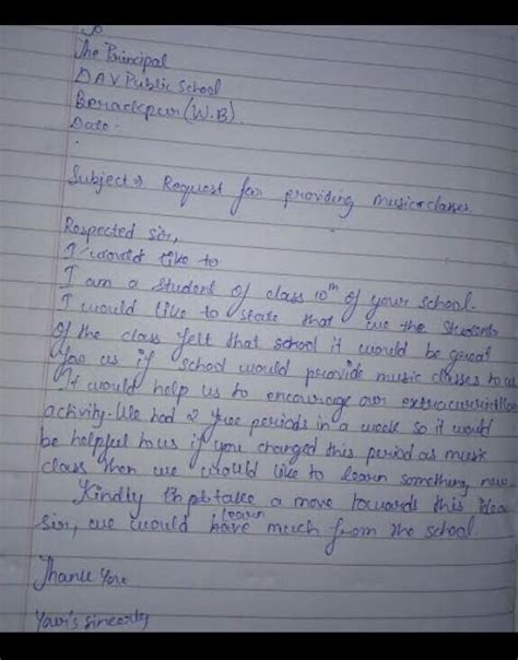 write an application to the principal of your school requesting him to ...