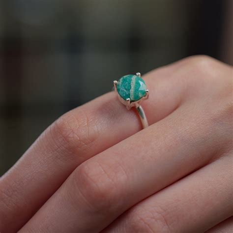 Russian Amazonite Adjustable Ring in Silver
