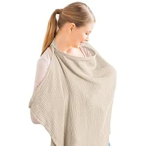 Buy LAYZOO Muslin Nursing Cover for Baby Breastfeeding, Breathable 100% ...