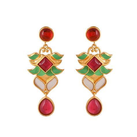 Forever More Pink Green Lotus Drop Earrings – VOYLLA