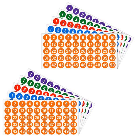 10 Sheets 1 To 50 Small Number Stickers Colorful Vinyl | Desertcart INDIA