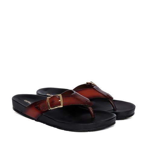 Tie Fit Men's Slipper Laser & Buckle Strap Design