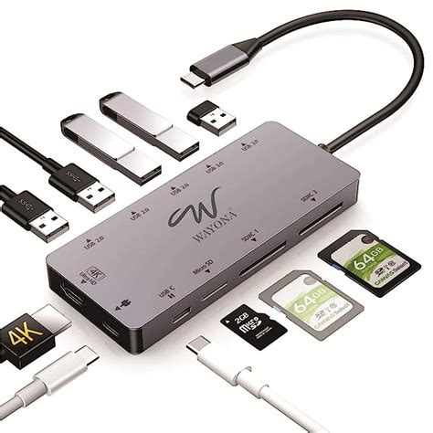 Wayona USB Type C Hub, 11 in 1 Type C Adapter with PD Charging Port,4K ...