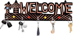 Shafz wood gallery Wooden Wall Mounted Wooden Key Holder 27x7 cm Hook 5 ...