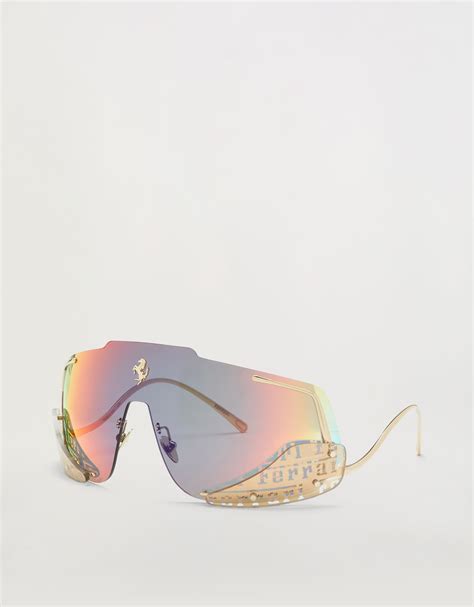Ferrari sunglasses with red/yellow mirrored lenses in Gold | Ferrari®