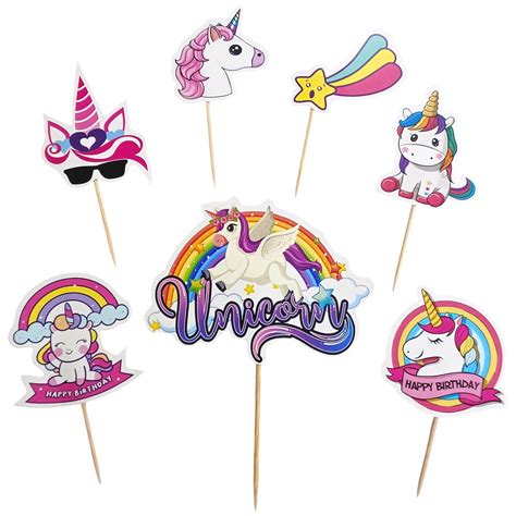 A227 Unicorn Cake Toppers | Cartoon Paper Theme Toppers Set – Vinayak ...