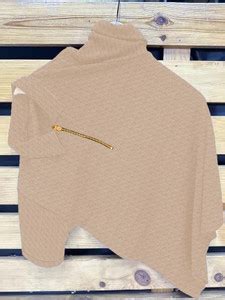 KAJARU Self Design Men Zip Neck Beige T-Shirt - Buy KAJARU Self Design ...