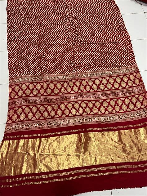 Modal Gajji silk material with hand table printed