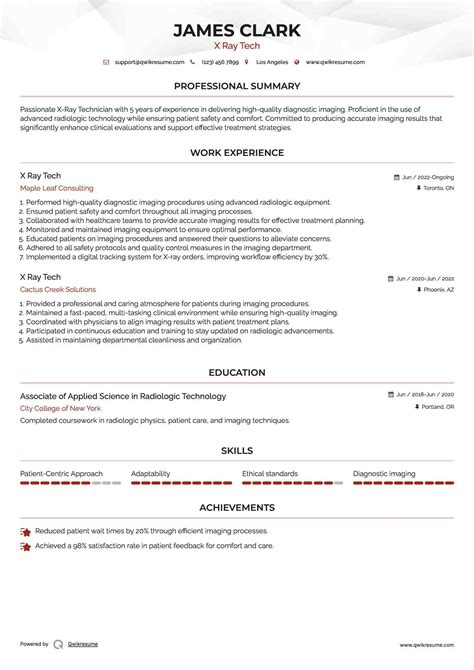 Sample X Ray Tech Resume at Edith Drum blog
