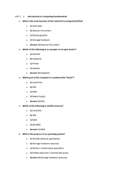 CSE211 MIDTERM PRACTICE MCQs: Computing Fundamentals & Digital Systems ...