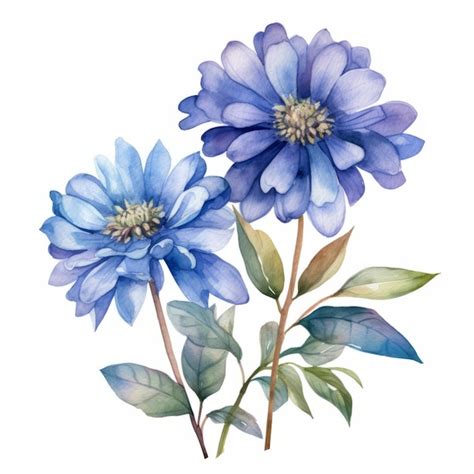 Realistic watercolor painting of blue cominage flowers | Premium AI ...