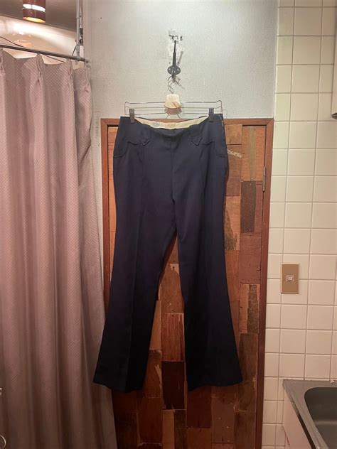 “PRIOR” 70’s vintage navy side zip boot cut westeru slacks | LAUGH