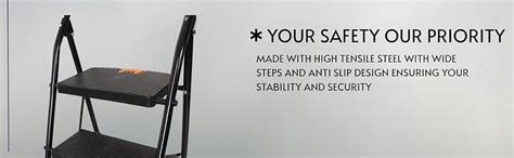 OBBO NISHIKA 2 Step Ladder for Home use Heavy Duty Steel with Wide ...