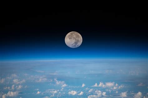 The full moon is pictured from the International Space Station ...
