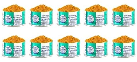 Gopuram Turmeric Powder TIN, Weight 50gram Each - Pack of 10pc : Amazon ...