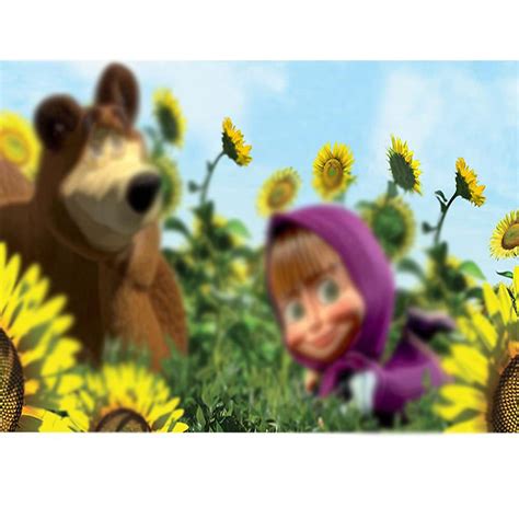 Buy Happy Birthday Backdrop Banner Masha and The Bear Party Decorations ...