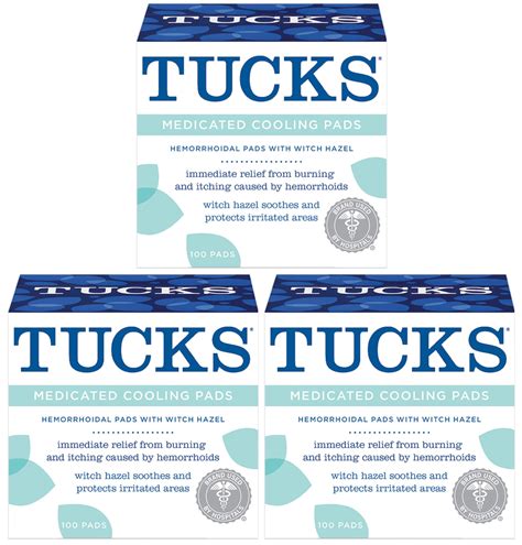 Tucks Medicated Cooling Pads For Hemorrhoid Relief, 100 Ea, 3 Pack ...