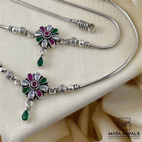 Floral Oxidised Anklet – Matapayals