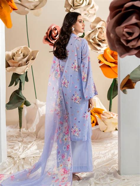 Brenish Tabsum Lawn DN-5: Exquisite Blue Pakistani Lawn Suit for ...