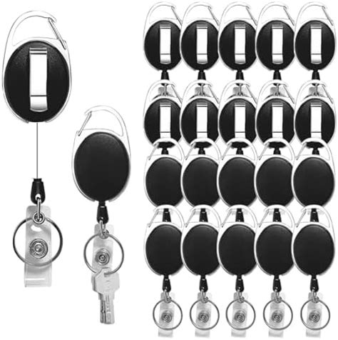 Diateklity 20 Pack Retractable Badge Holder with Carabiner Reel Clip ...