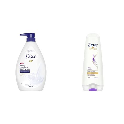 Buy Dove Deeply Nourishing Body Wash, 800 ml And Dove Daily Shine ...