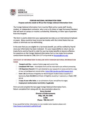 Fillable Online loyolamedicine FOREIGN NATIONAL INFORMATION FORM ...