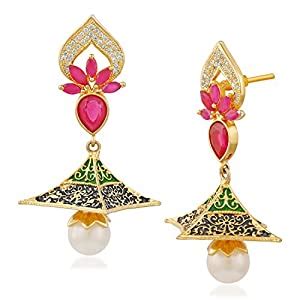 VK Jewels Earrings Cubic Zirconia Stud Earrings for Women (Golden ...