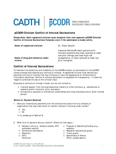 Fillable Online Procedures for the CADTH Common Drug Review and ... Fax ...