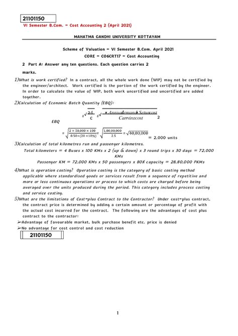 MG BCom 6S 2021 Apr 21101150 Cost Accounting 2 Scheme - B.com finance ...