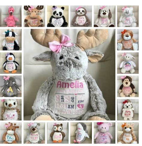 Personalized Stuffed Animal, Personalized Baby Gift, Birth Announcement ...
