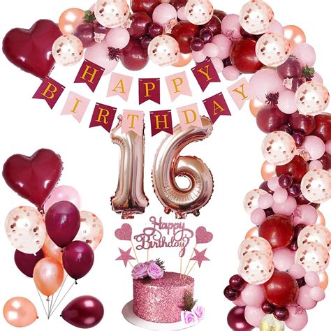 Party Propz 16 Birthday Decoration for Girls - 55 Items Combo Set ...