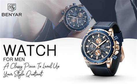 Buy BENYAR Wrist Watches for Men Leather Strap Analog Chronograph ...