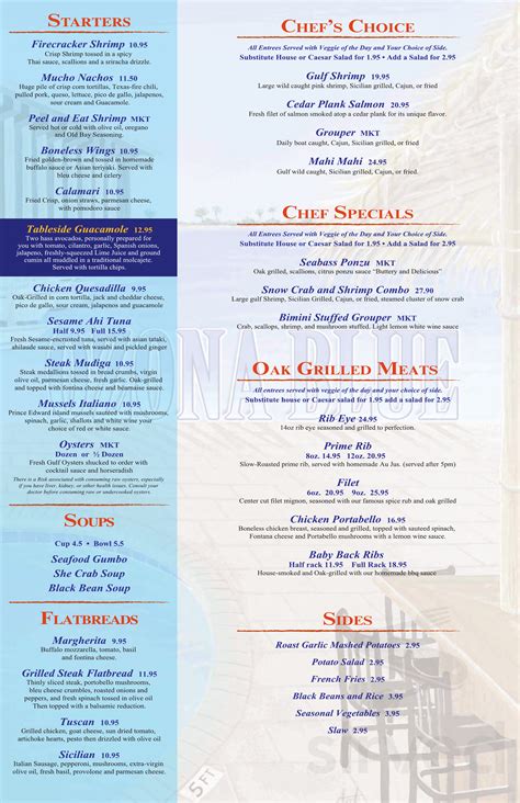 Ozona Blue Grilling Co menus in Palm Harbor, Florida, United States