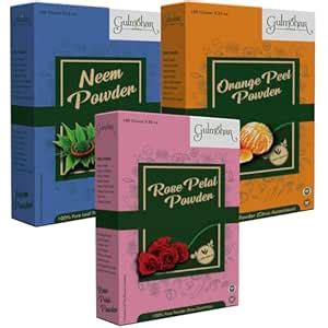 Gulmohar Rose Petal powder | Orange Powder | Neem Powder Combo Facepack ...